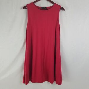 CDJLFH Shirt Womens XXL Red Top Solid Sleeveless Pockets‎ Round Neck Blouse